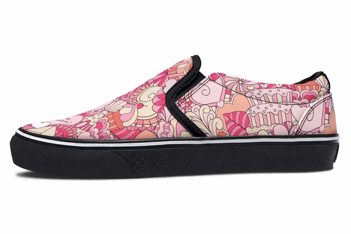 Abstract Valentines Day Slip-On Shoes