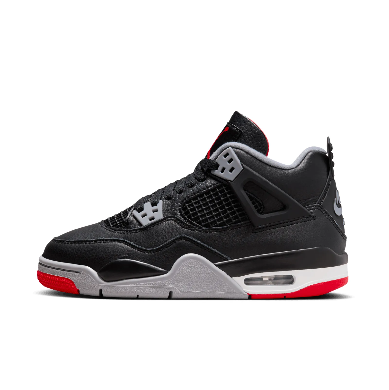 AIR JORDAN 4 RETRO "BRED REIMAGINED" GS - BLACK/FIRE RED-CEMENT GREY-SUMMIT WHITE