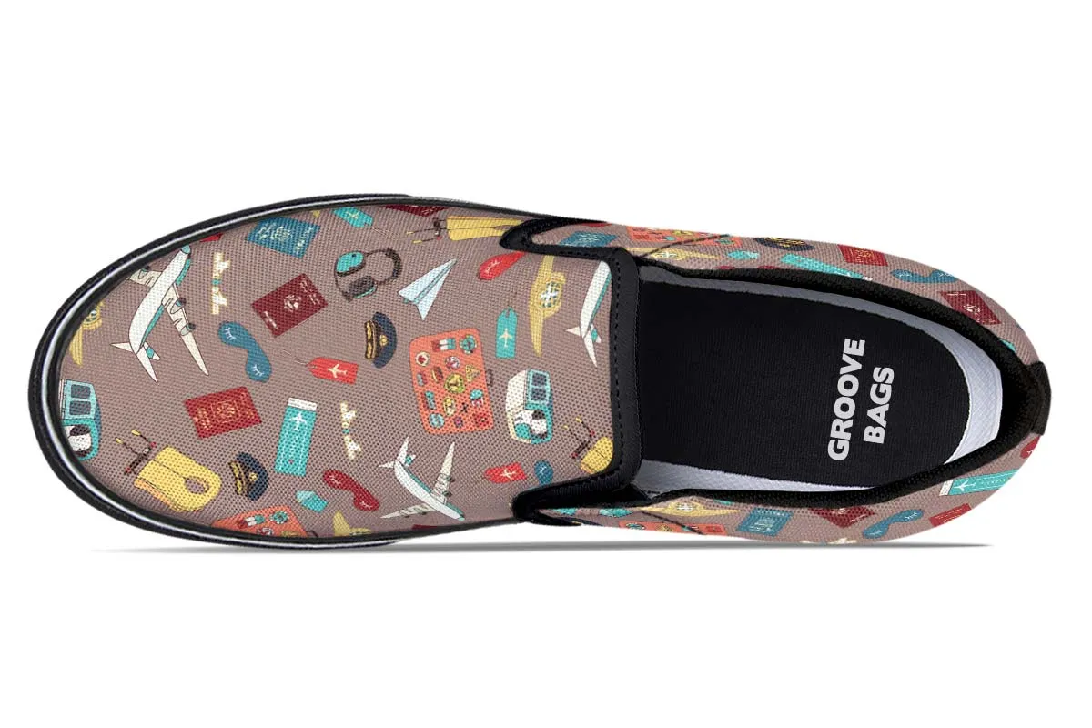 Airplane Travel Icons Slip-On Shoes