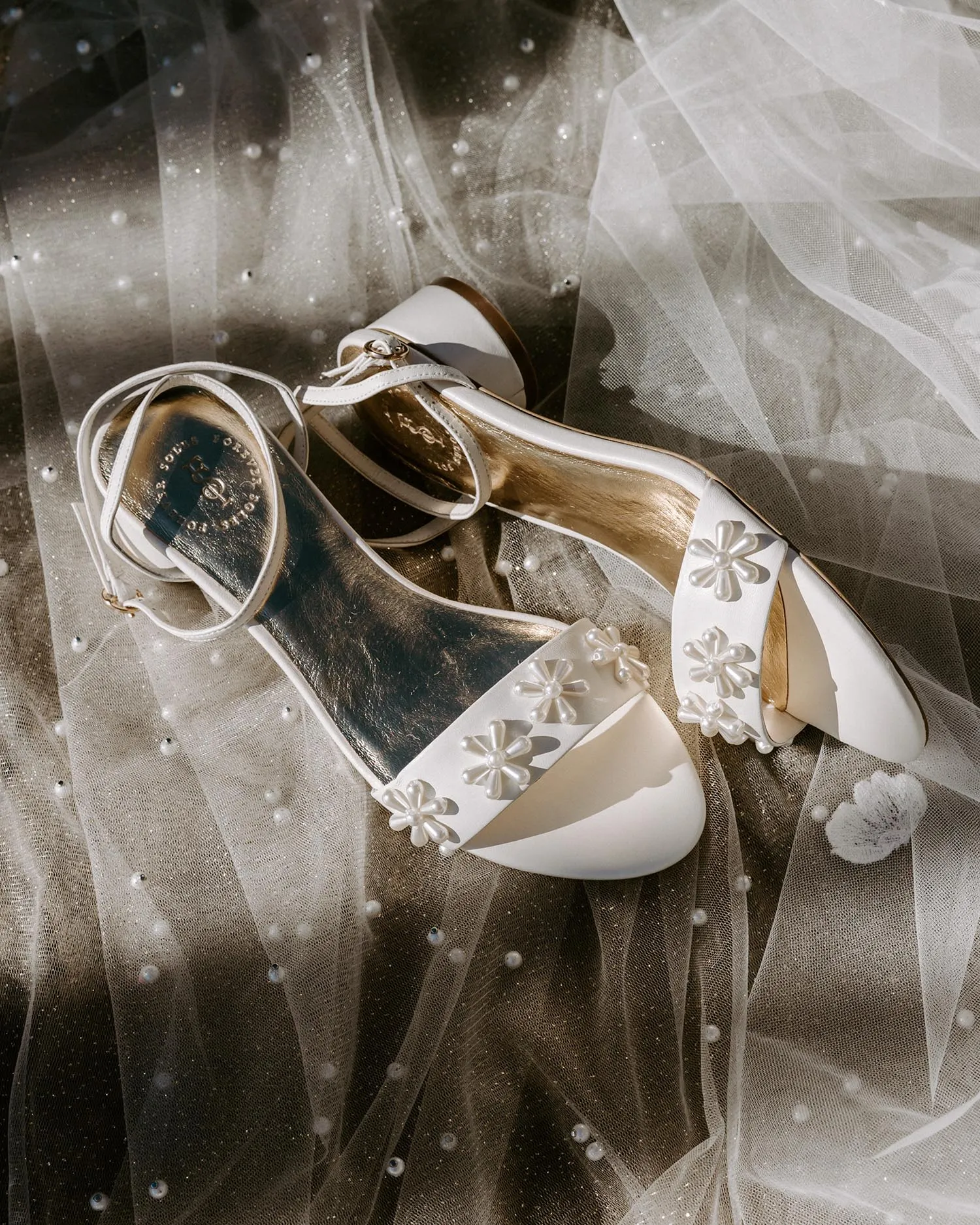 BLOOM SANDALS - PEARL FLOWER IVORY BRIDAL SHOES