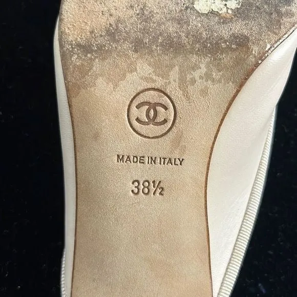 Chanel CreamCap Toe Mules