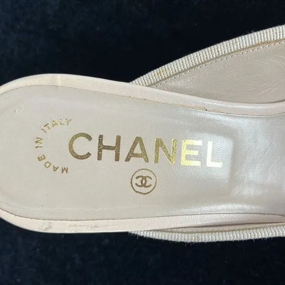 Chanel CreamCap Toe Mules