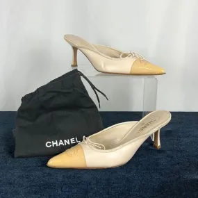 Chanel CreamCap Toe Mules