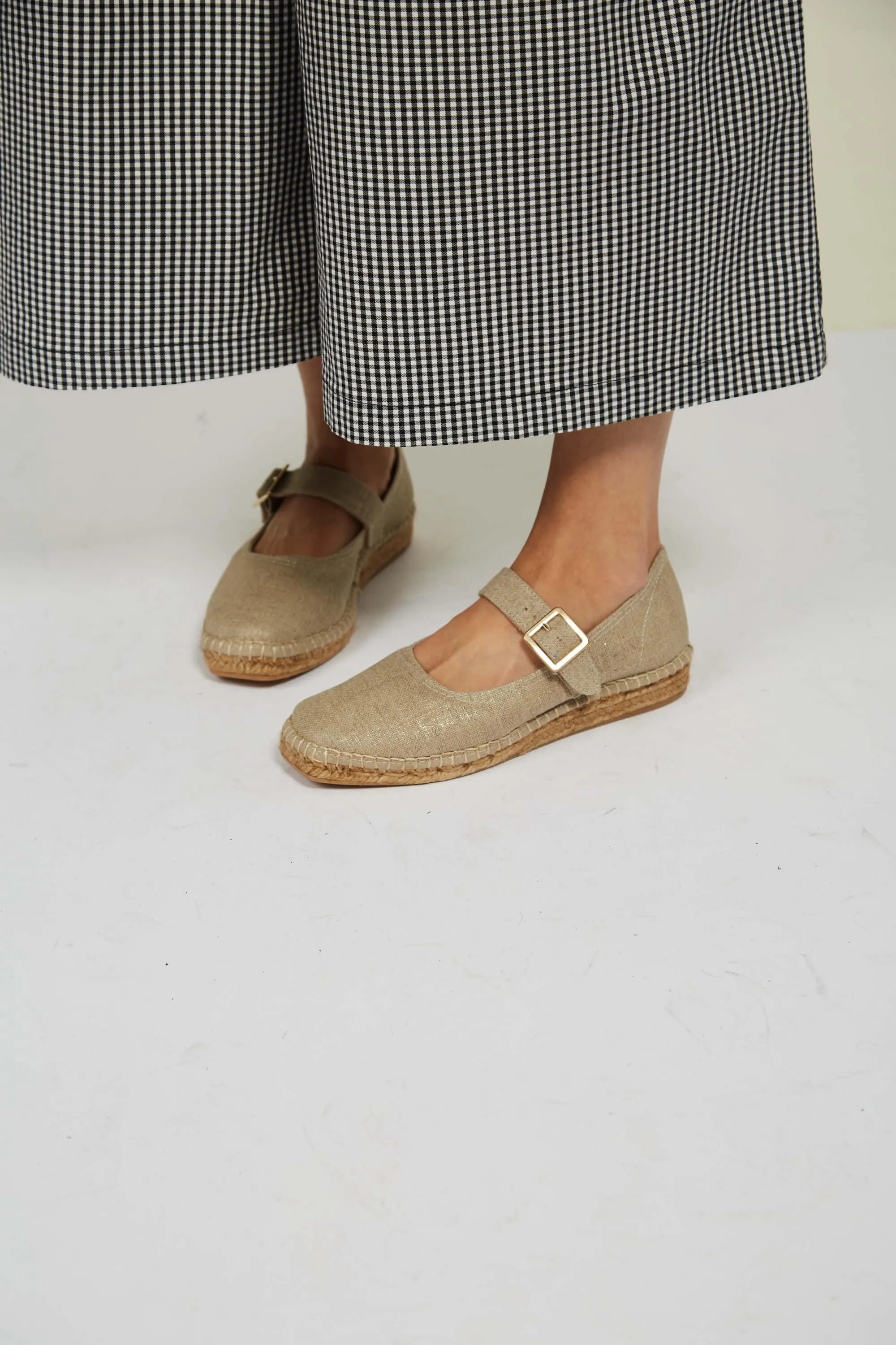 Chinchon Vegan Eco Suede & Jute Flats | Natural Linen