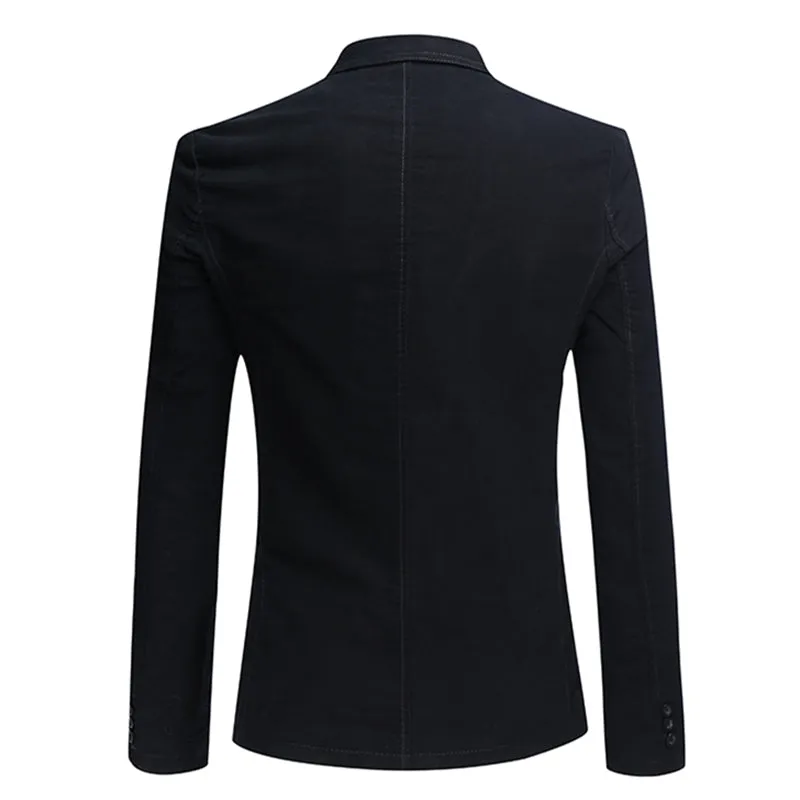 Cotton Black Jacket Two-Button Casual Blazer