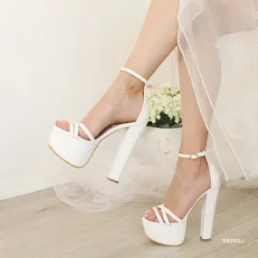 Cross Strap Bridal White Platform Shoes