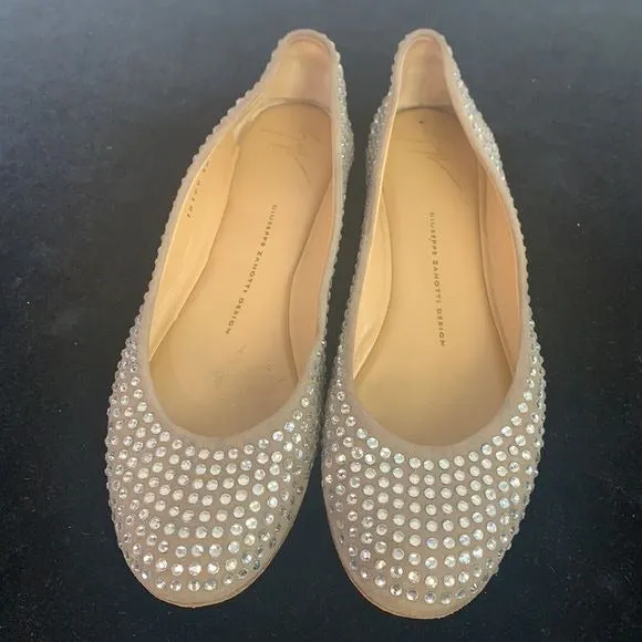 Giuseppe Zanotti Taupe Crystal Flats