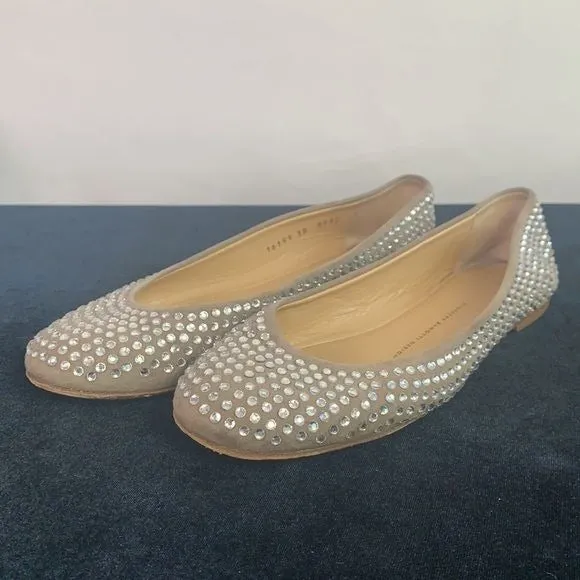 Giuseppe Zanotti Taupe Crystal Flats