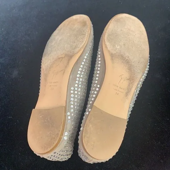 Giuseppe Zanotti Taupe Crystal Flats