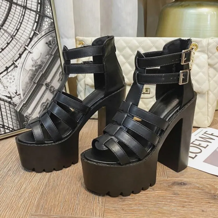 Goth Gladiator Platform Sandals