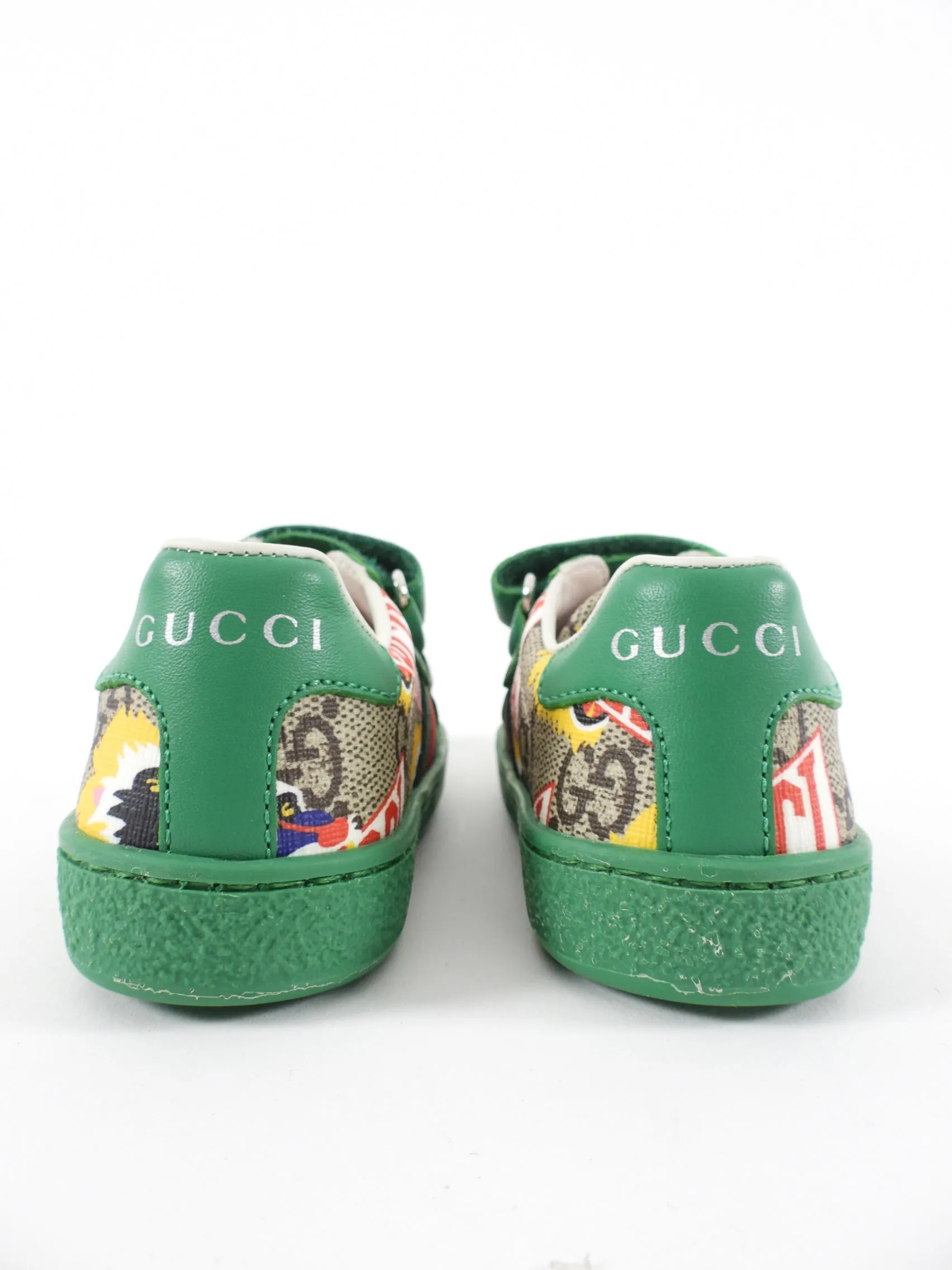 Gucci Baby Green Monogram Supreme Low Top Sneakers - 21