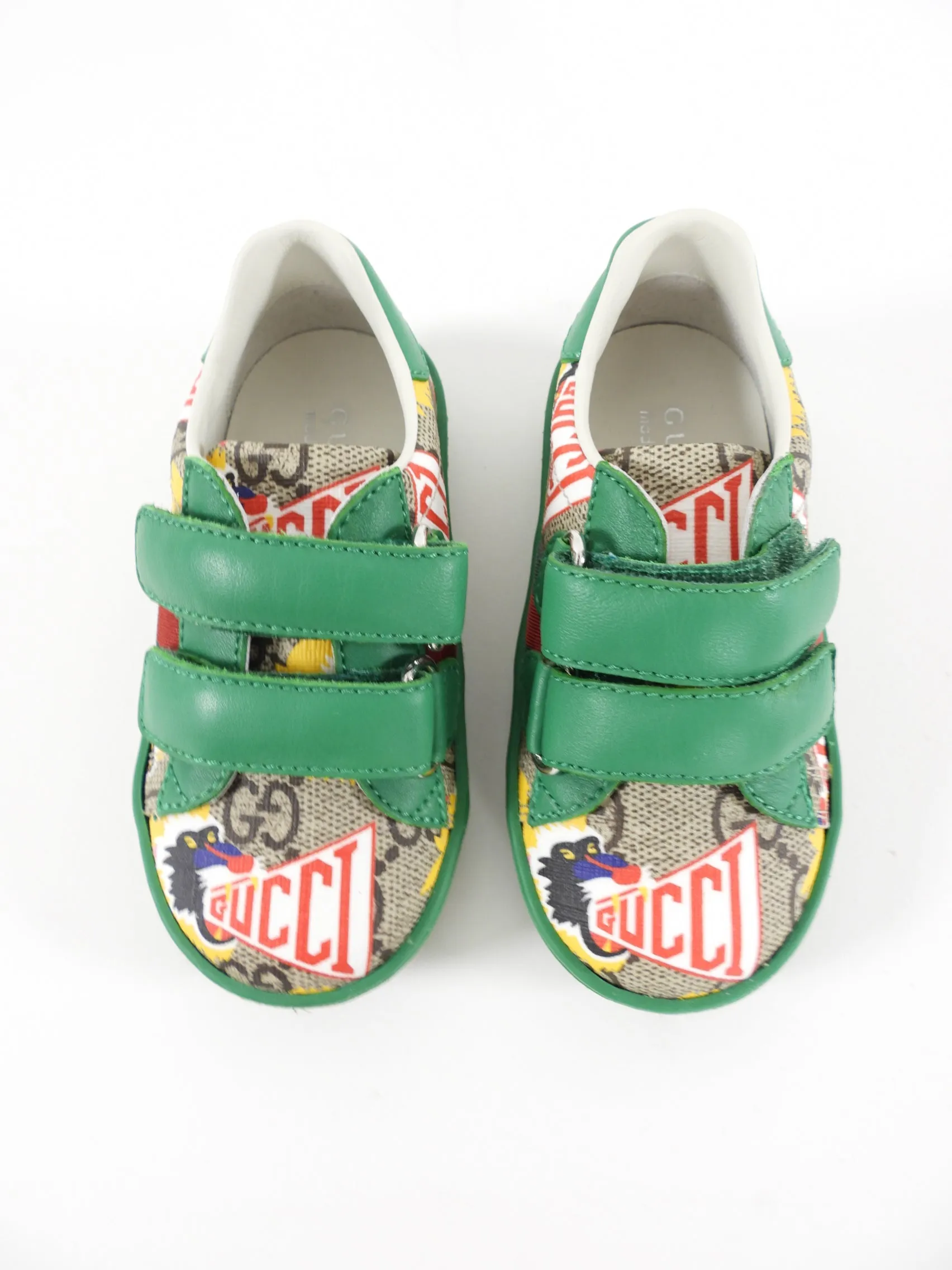 Gucci Baby Green Monogram Supreme Low Top Sneakers - 21