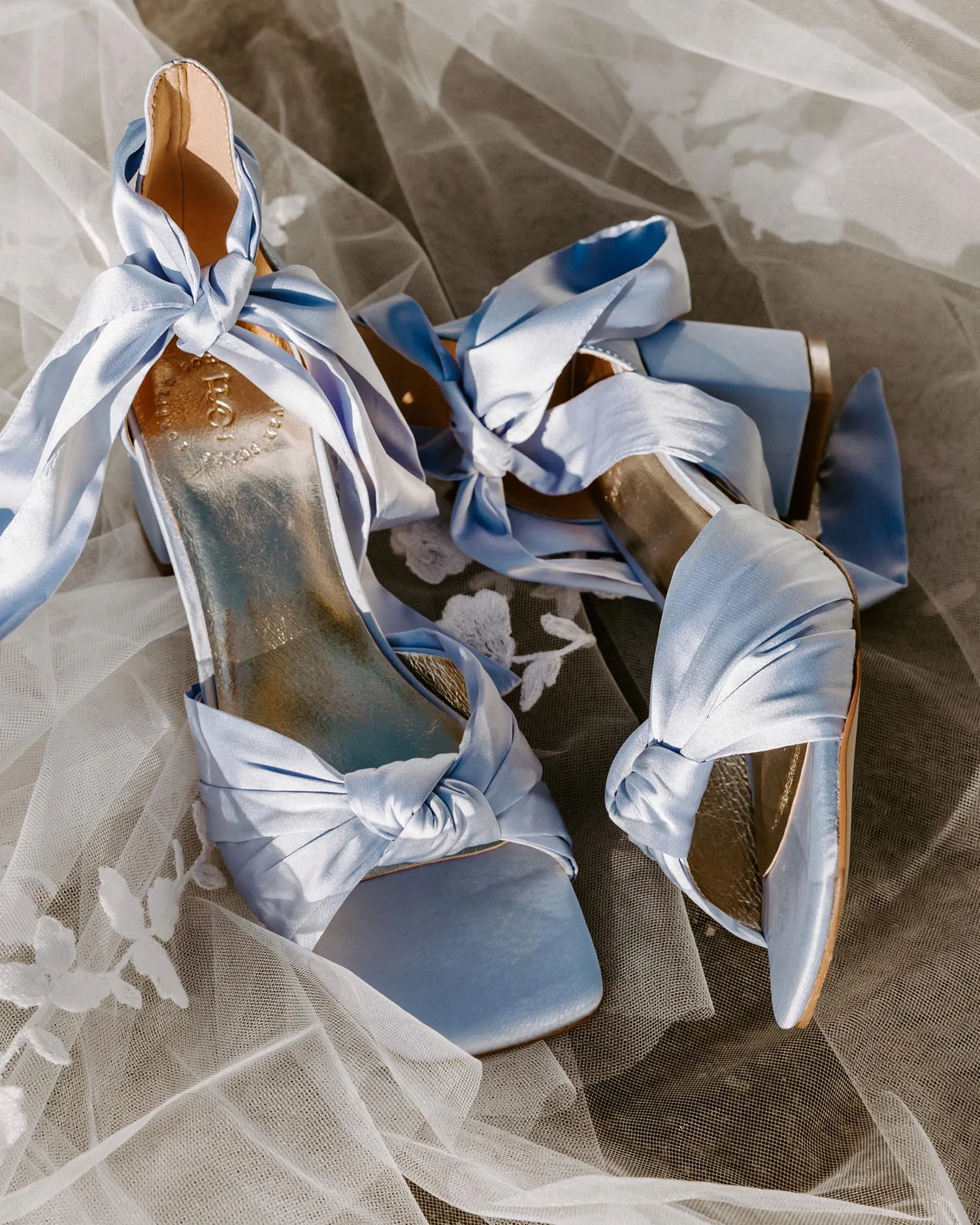 HONEY - BLUE SATIN LOW HEEL WEDDING SHOES