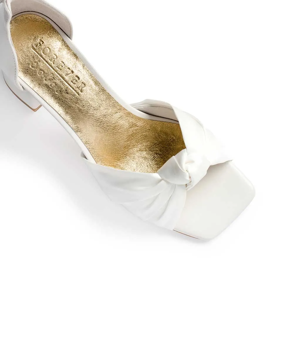 HONEY - WHITE BOW SATIN WEDDING SHOES