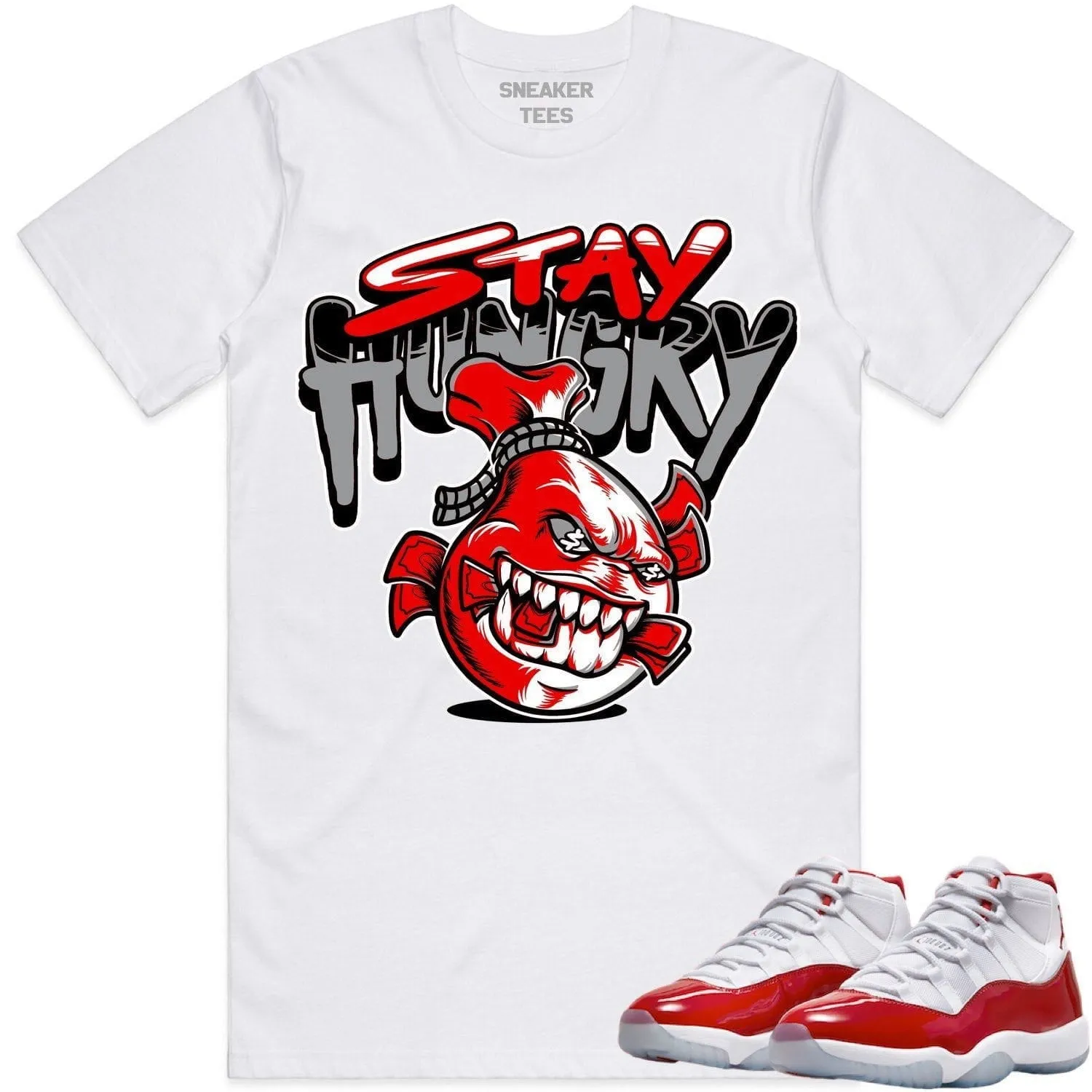 Jordan 11 Cherry 11s Shirt to Match - RED STAY HUNGRY