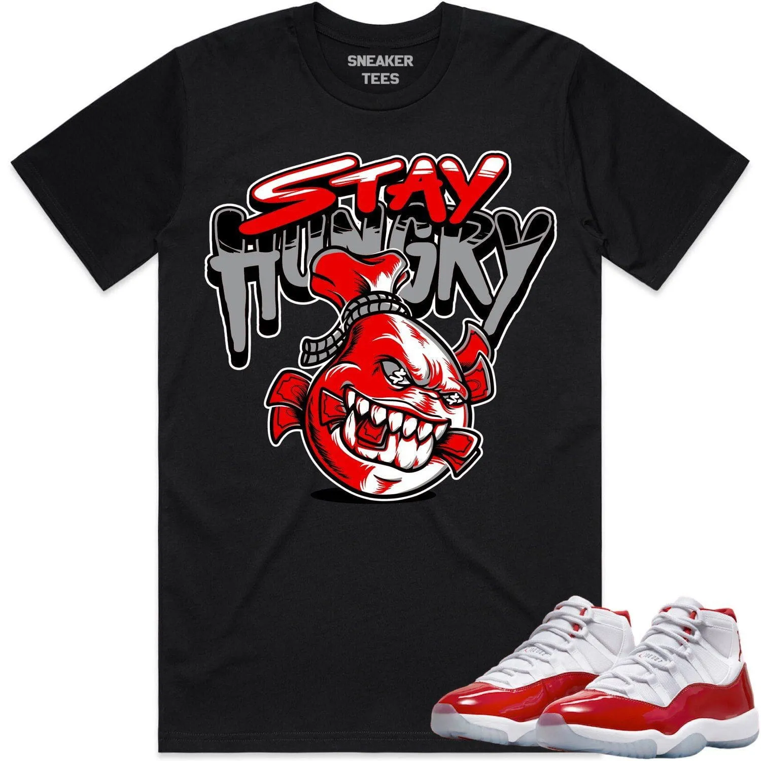 Jordan 11 Cherry 11s Shirt to Match - RED STAY HUNGRY