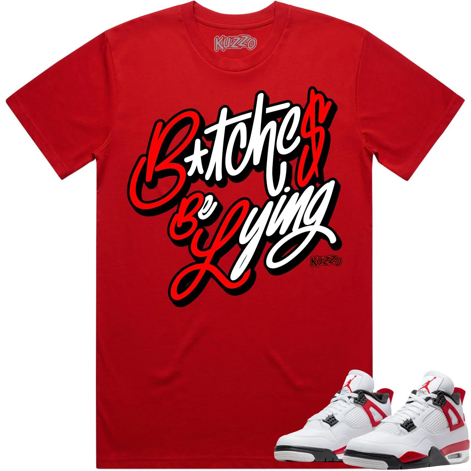 Jordan 4 Red Cement 4s Shirt to Match - RED BBL