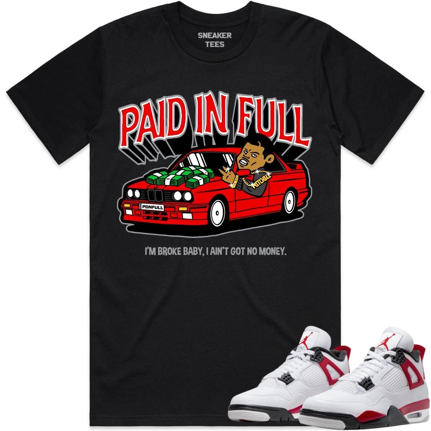 Jordan 4 Red Cement 4s Shirt to Match - RED PAID