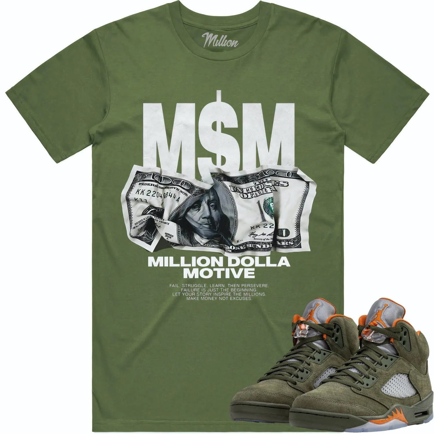 Jordan Retro 5 Olive 5s Shirt to Match - M$M