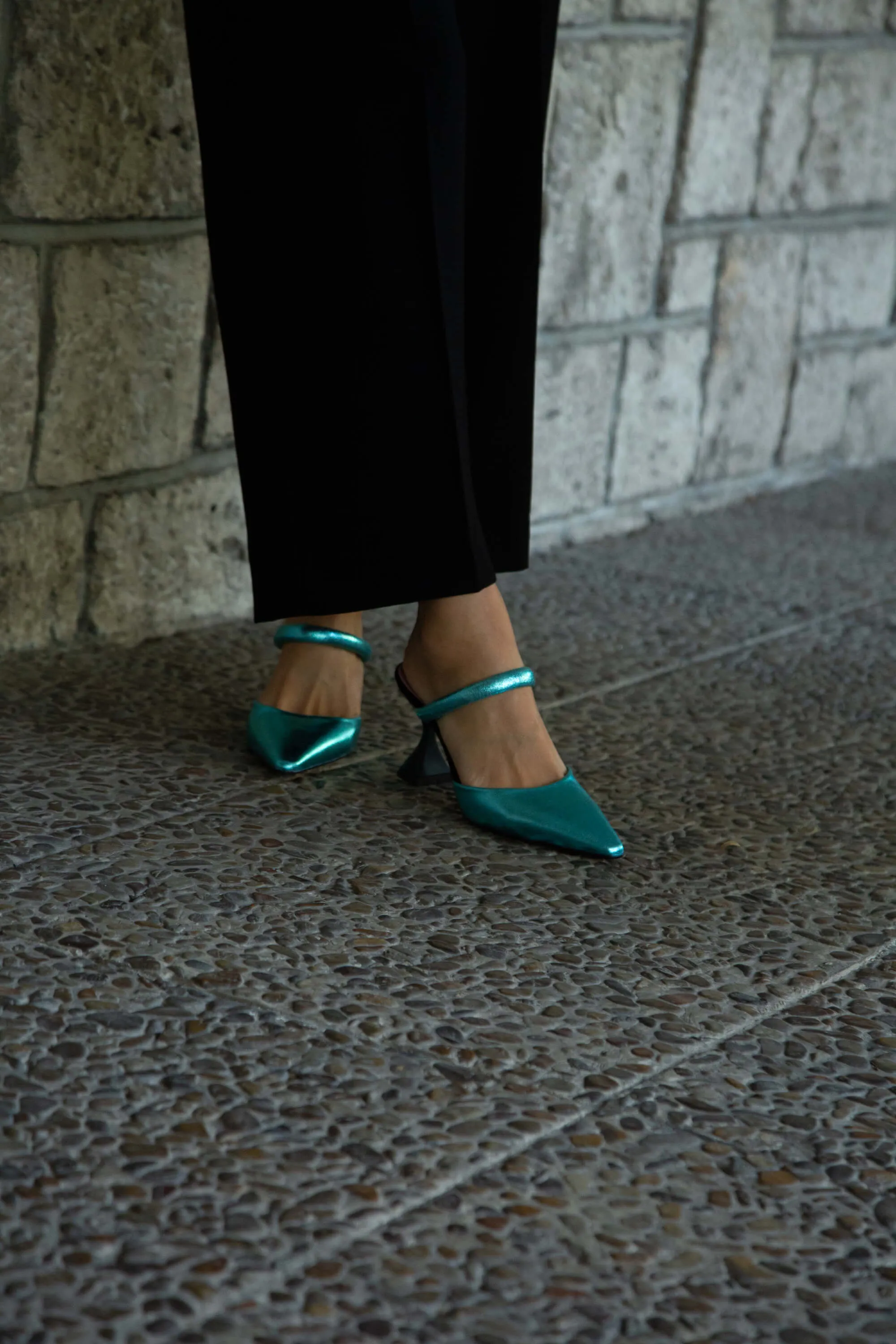 Lady Grace Vegan Heeled Pumps | Turquoise