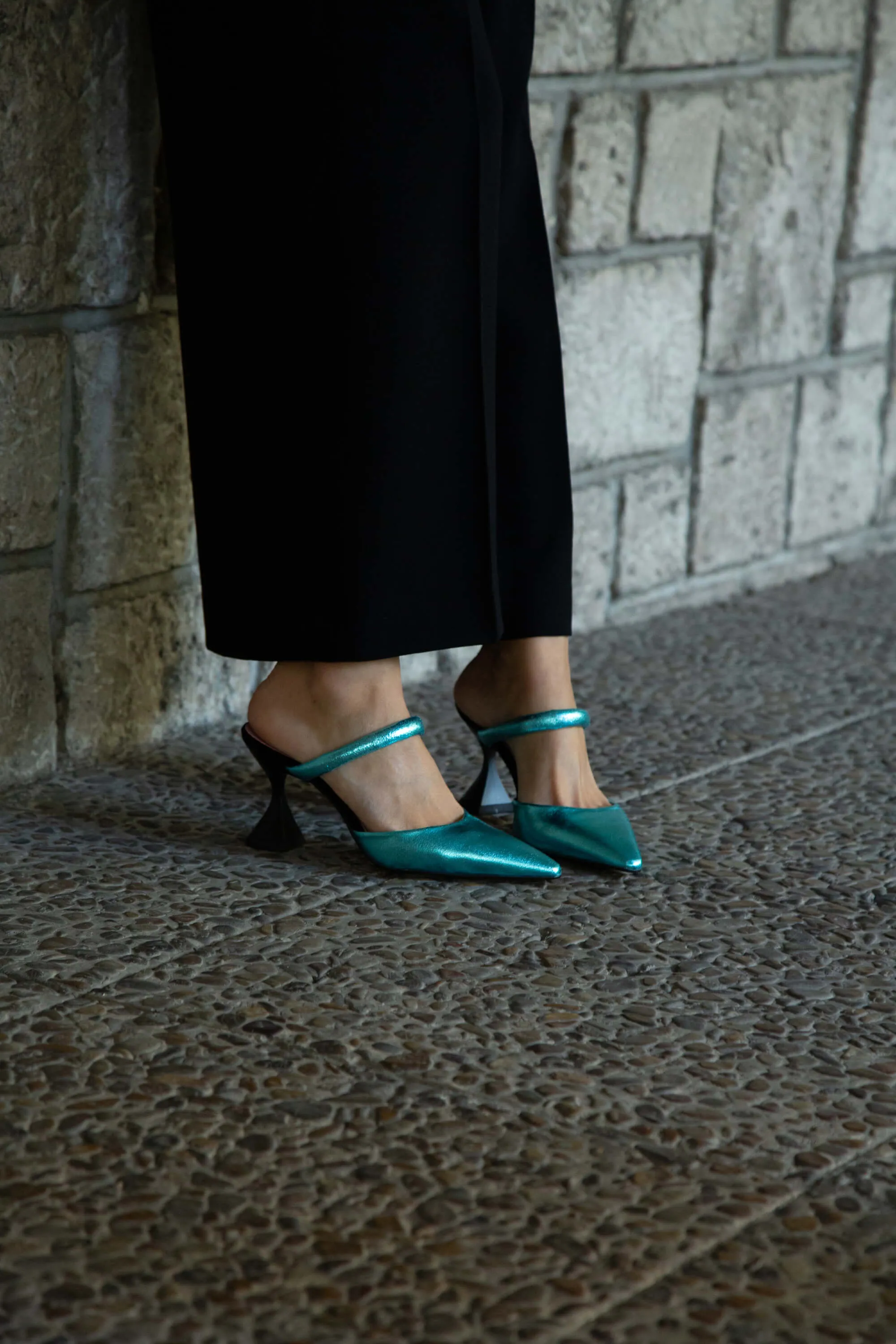 Lady Grace Vegan Heeled Pumps | Turquoise