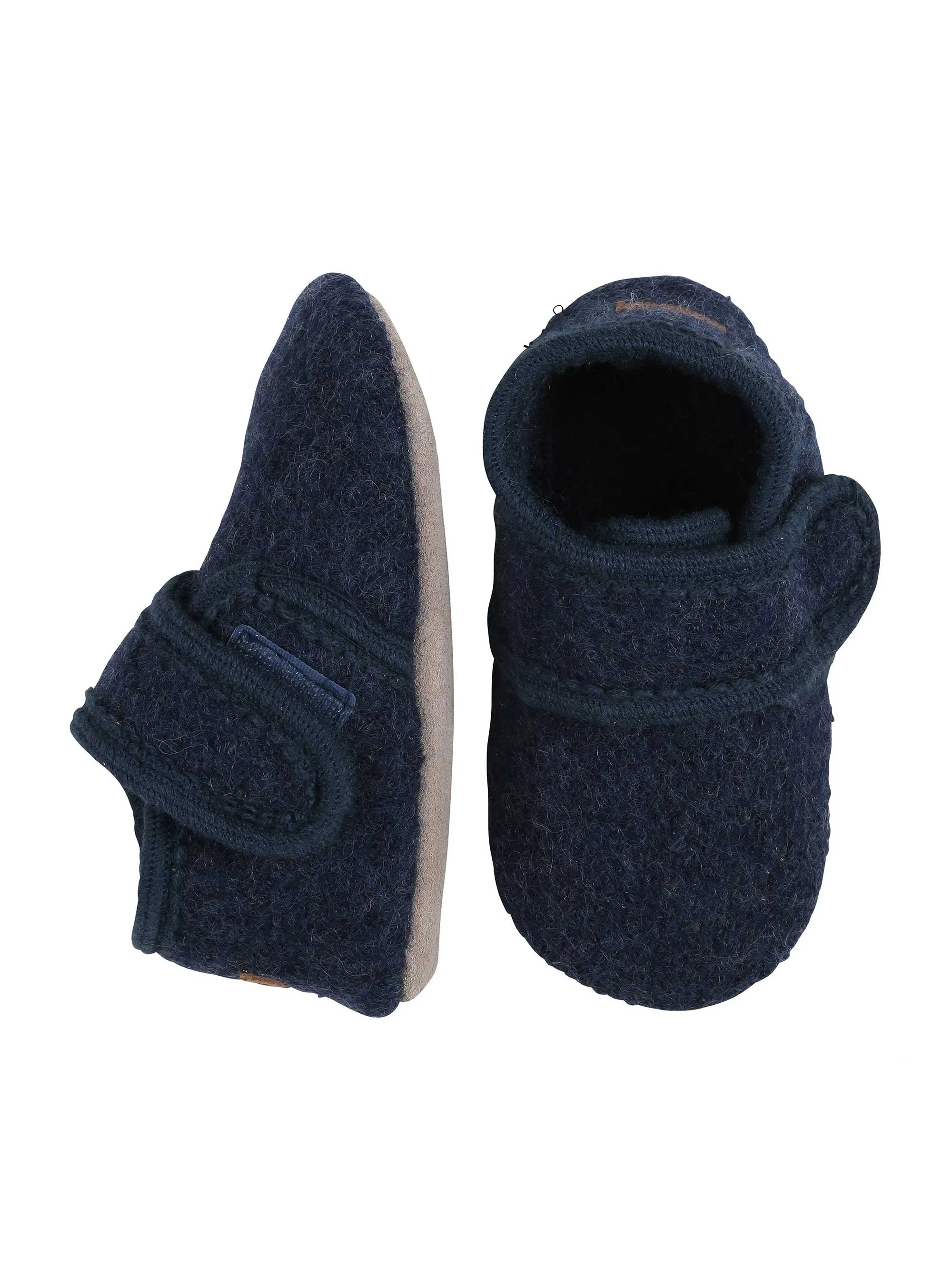 Marine Wool Slippers with Velcro Fastening