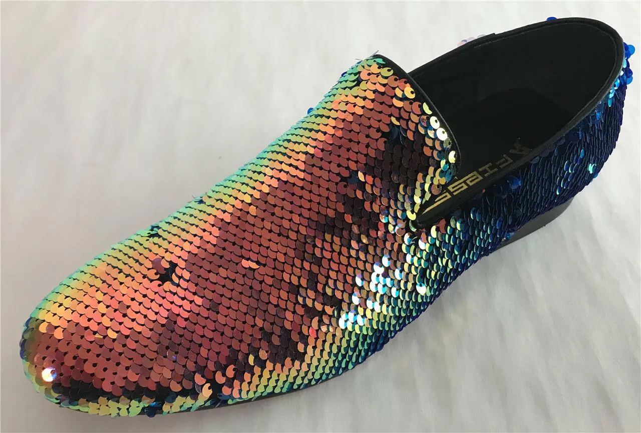 Men's Fiesso by Aurelio Garcia Multicolor Sequins Formal Dress Shoes FI 7268