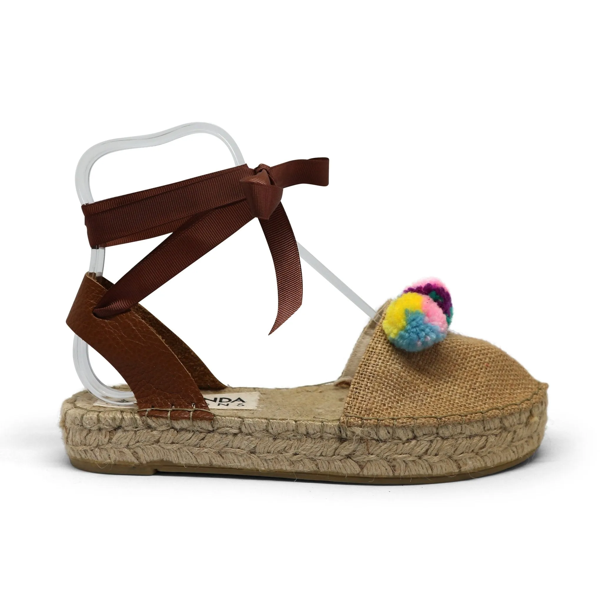 Pom Pom Raffia Espadrilles - Double Sole