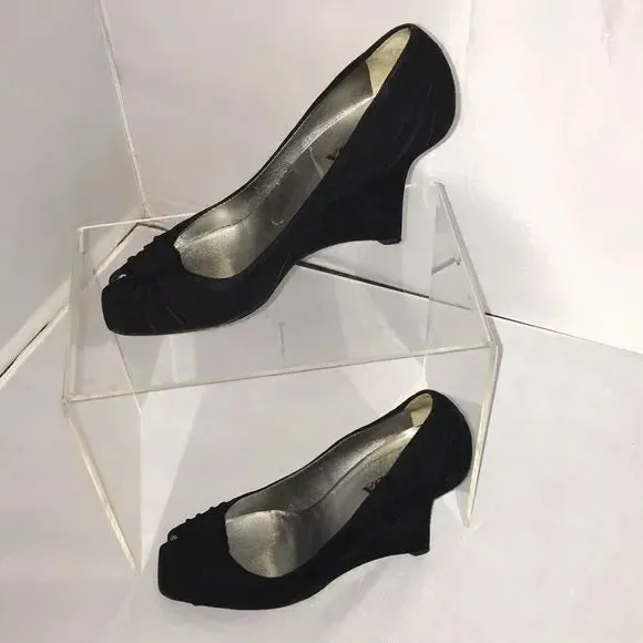 PRADA Curved Wedge Peep Toe Shoes