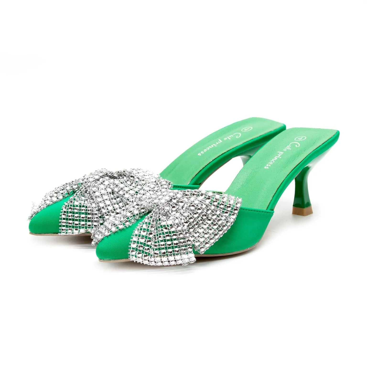 Rhinestone Bow-Knot Short Heel