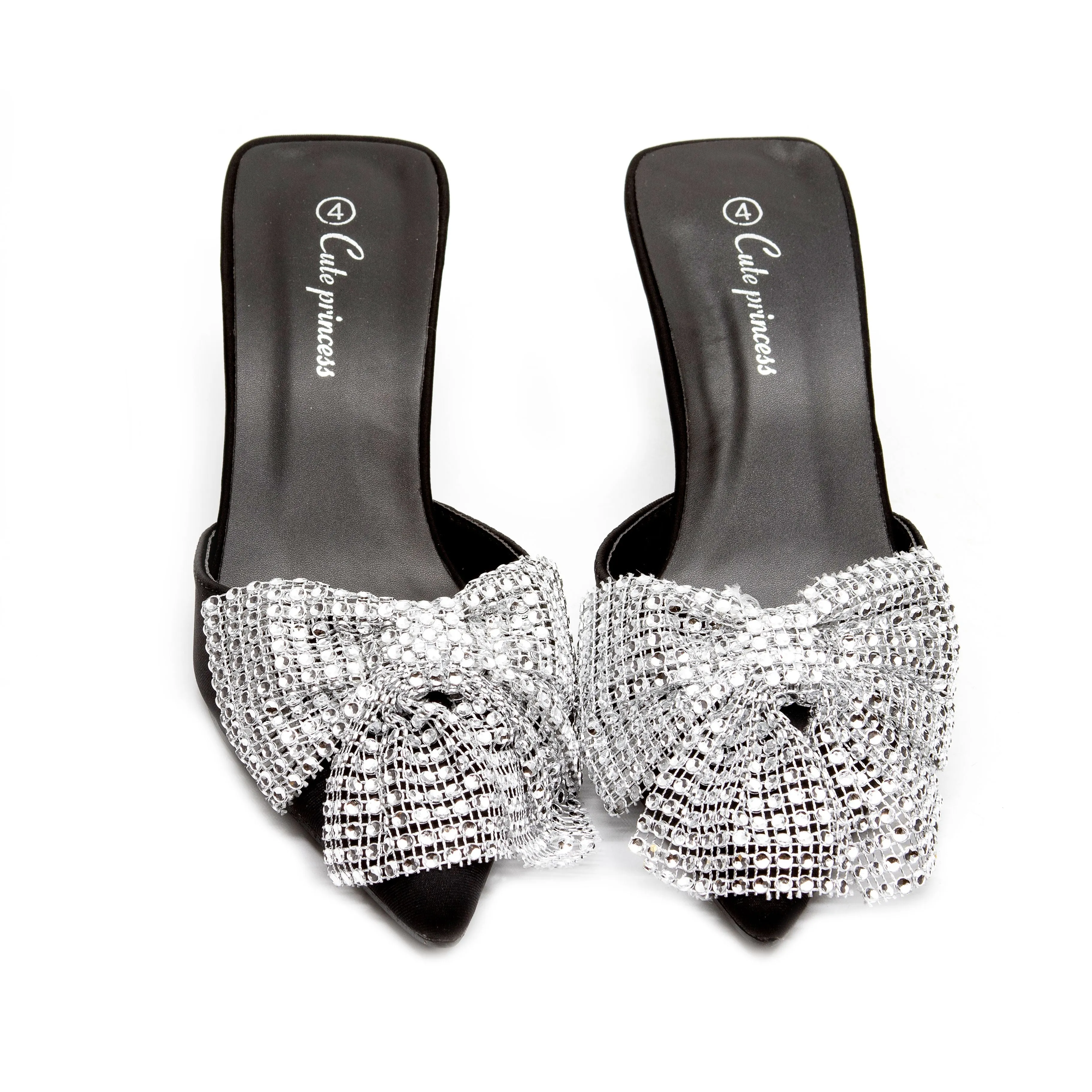 Rhinestone Bow-Knot Short Heel