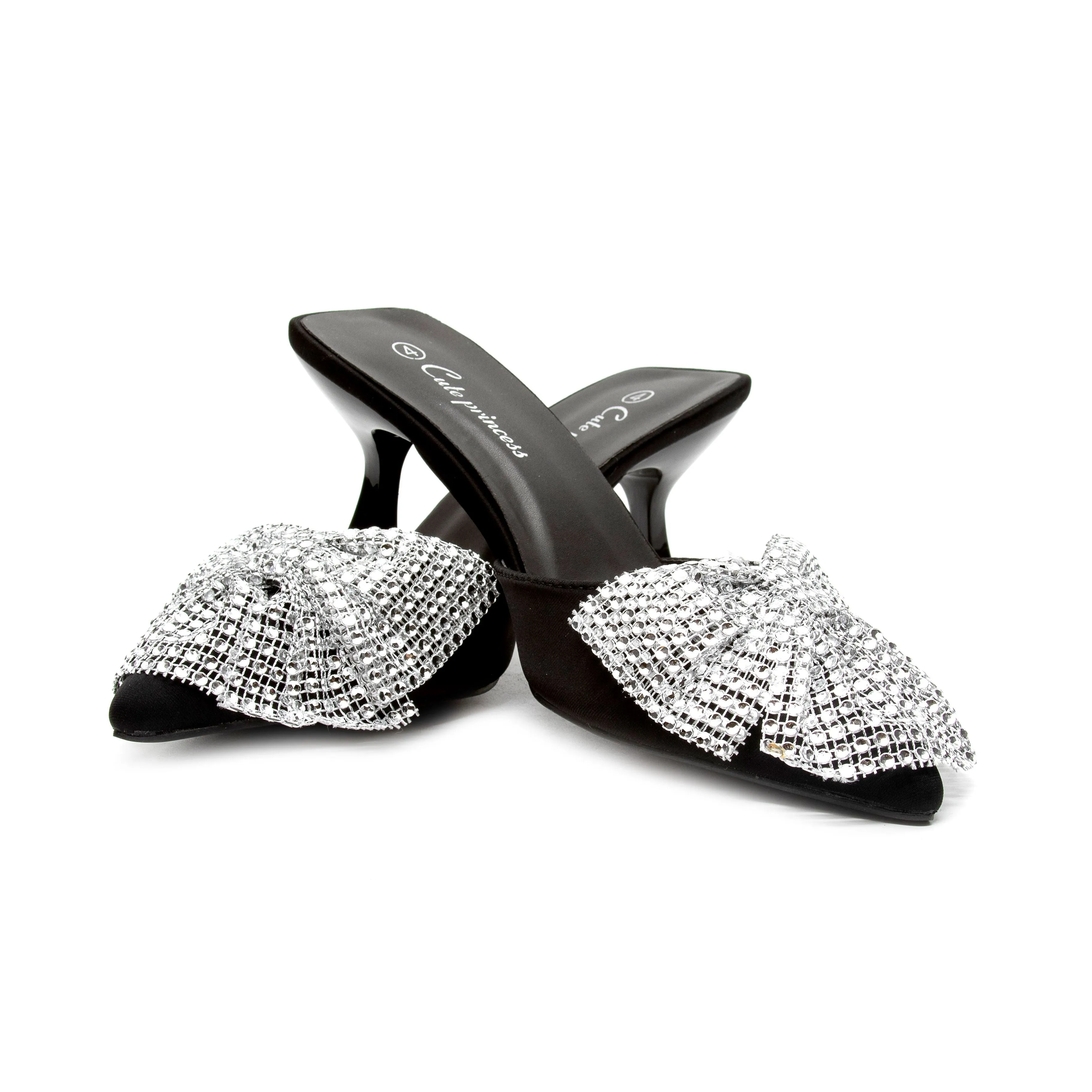 Rhinestone Bow-Knot Short Heel