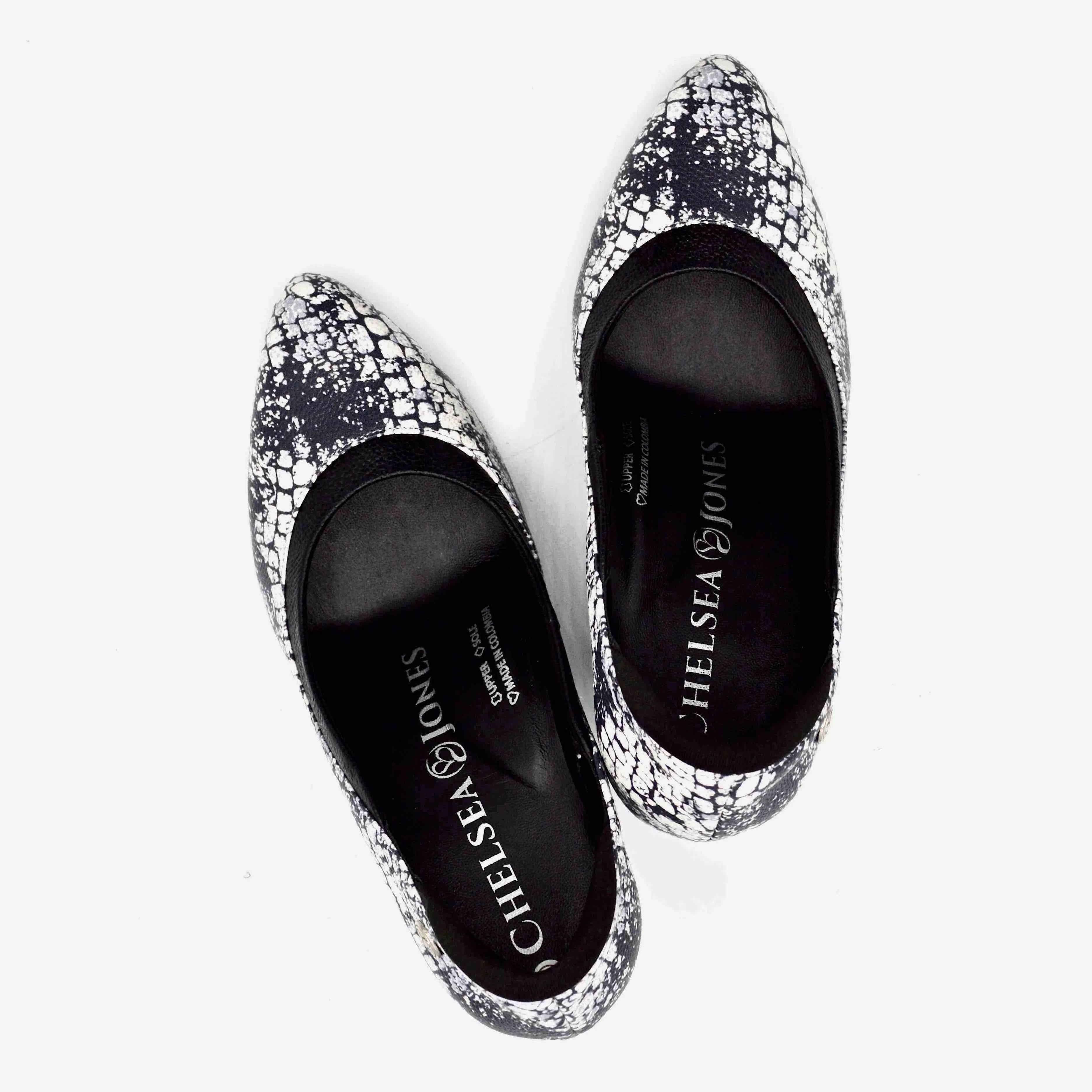 RHYTHM HIGH HEEL - BLACK/WHITE PRINT LEATHER