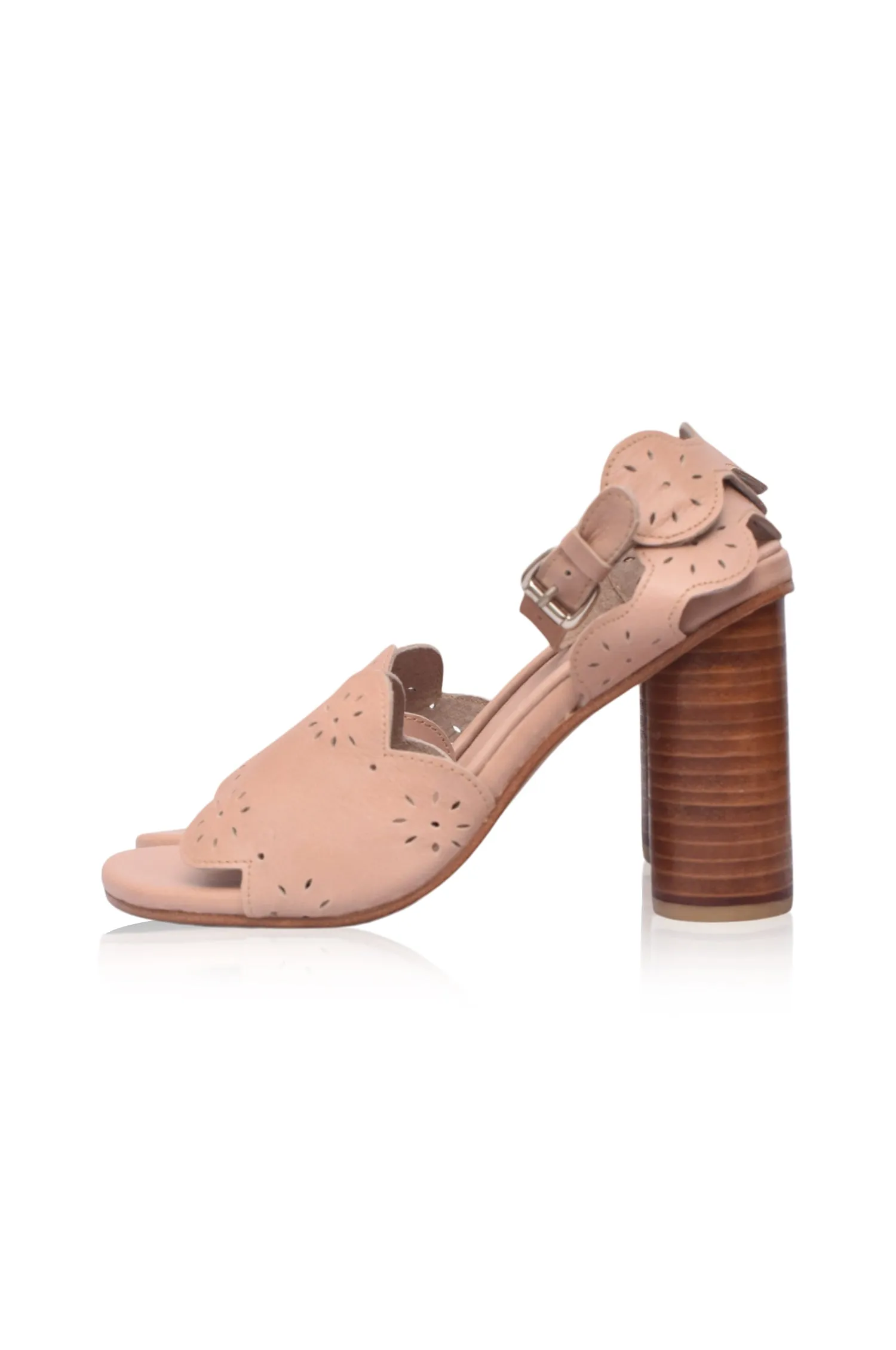 Sakura Block Heel Leather Sandals