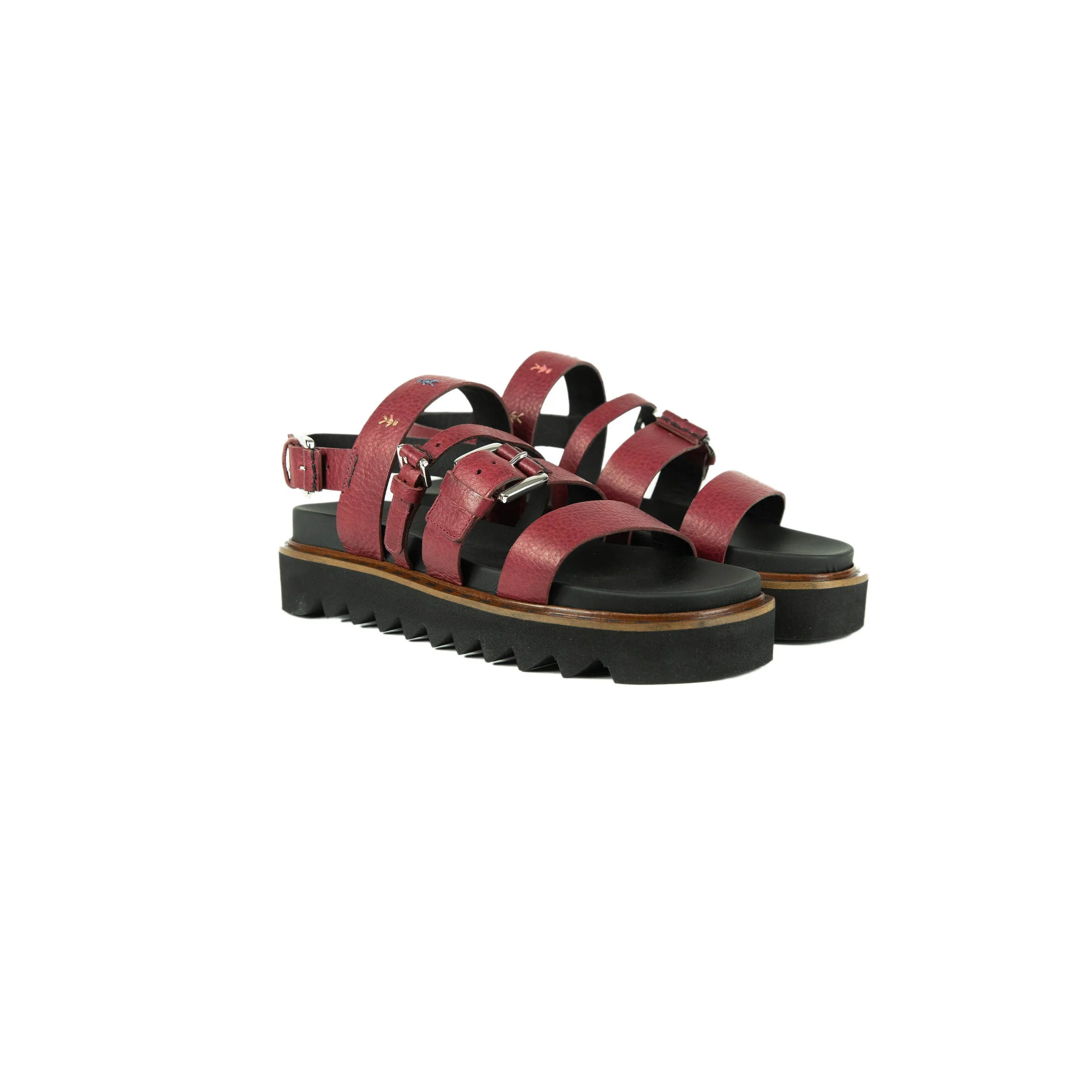 Sandal Zeppa Fibbie Volonato Cyclamen