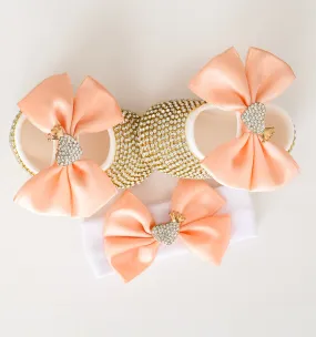 Satin Bow Crown Heart Baby Shoes