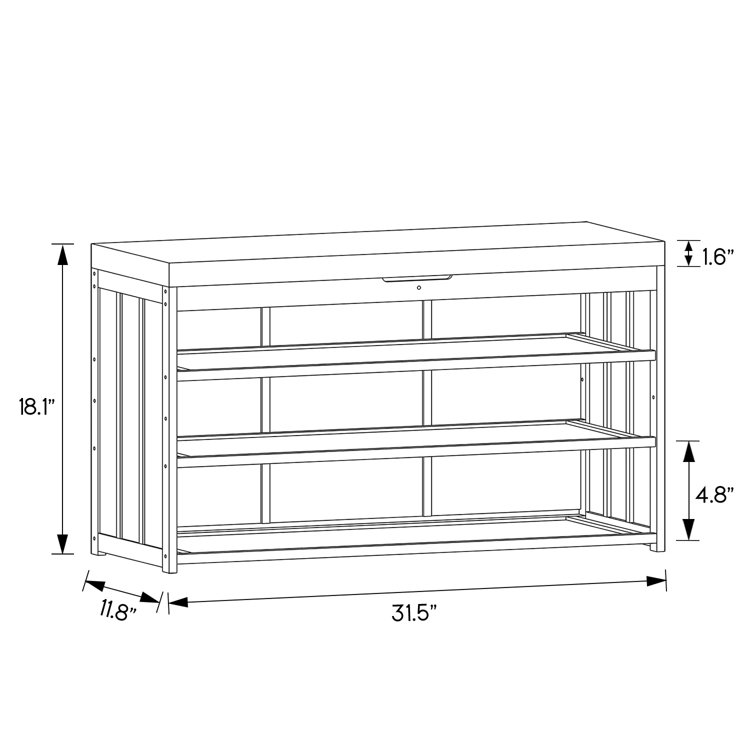 Shoe Rack Organizer Cabinet - Changing Bench - with Upholstered Flip-Open Storage - 3 Tier - Brown