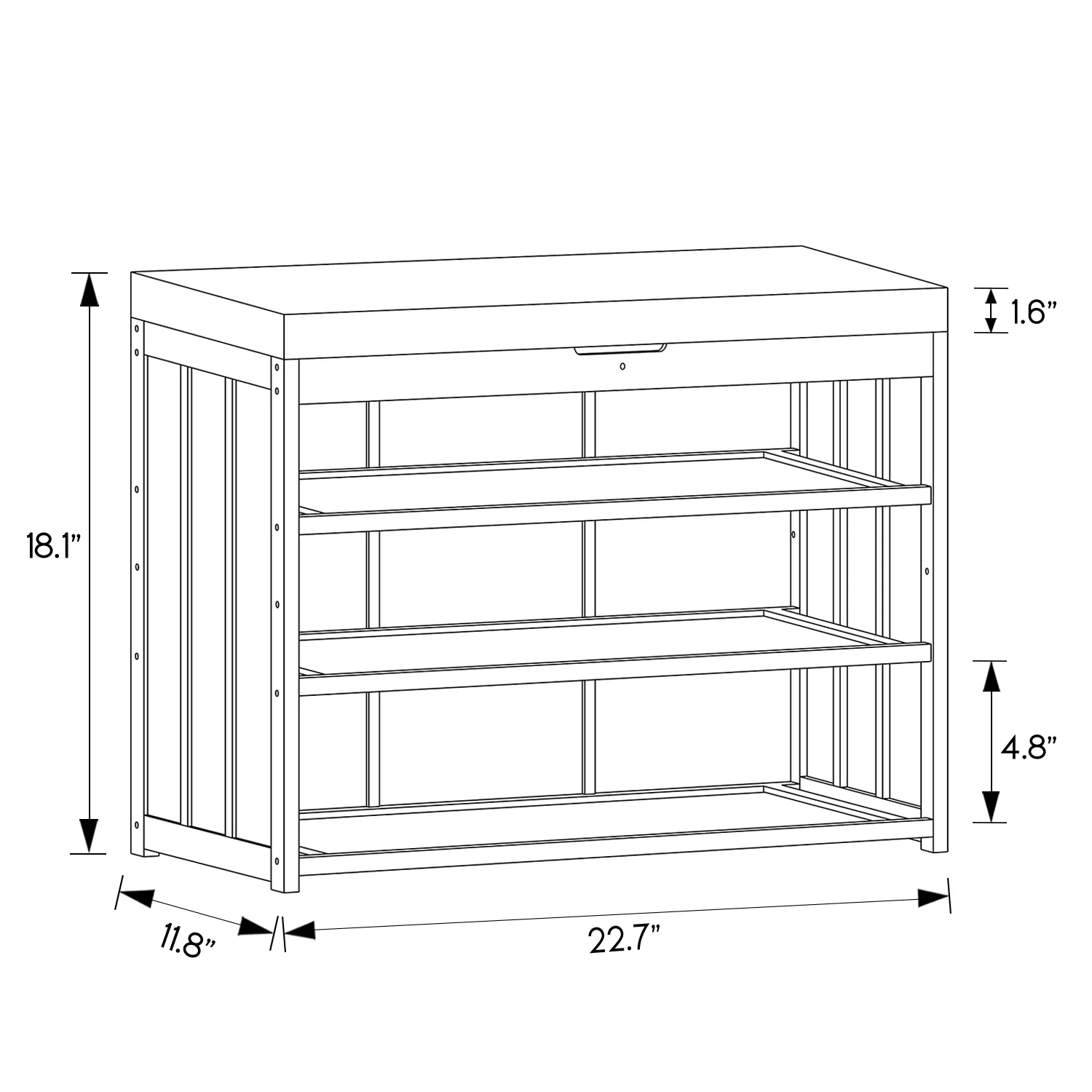 Shoe Rack Organizer Cabinet - Changing Bench - with Upholstered Flip-Open Storage - 3 Tier - Brown