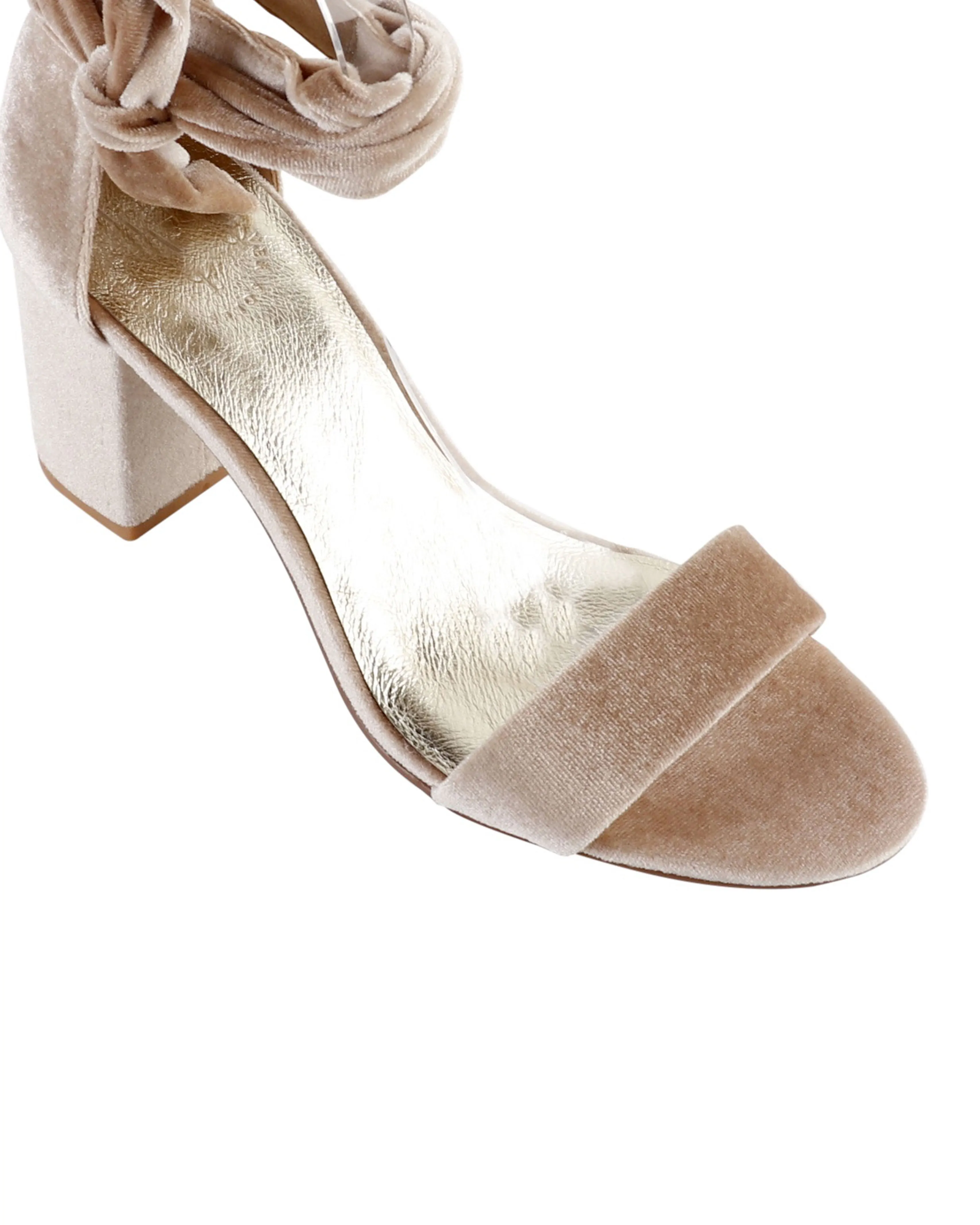 SISTER - NUDE VELVET BLOCK HEEL SHOES